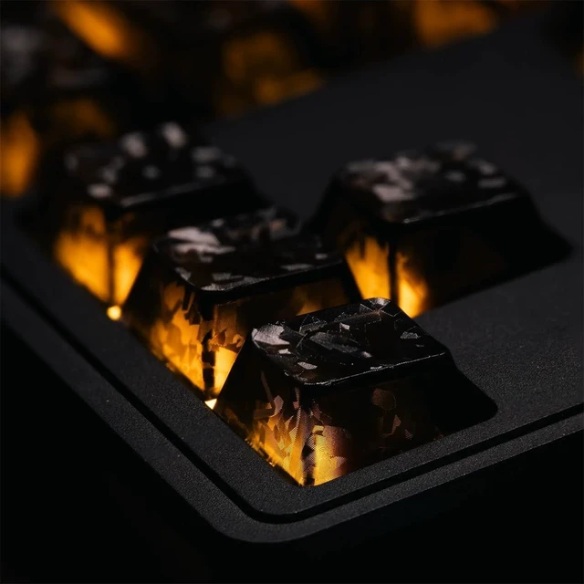 Alt view image 2 of 5 - 119 Keys Black Transaprent Forged Carbon Keycaps for Mx Switch Keyboard
