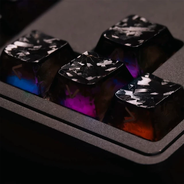 Alt view image 5 of 5 - 119 Keys Black Transaprent Forged Carbon Keycaps for Mx Switch Keyboard