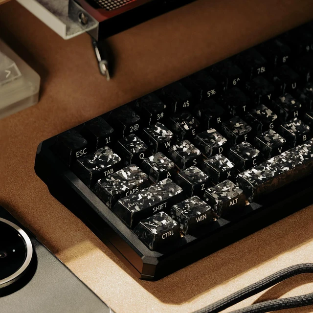 Alt view image 3 of 5 - 119 Keys Black Transaprent Forged Carbon Keycaps for Mx Switch Keyboard
