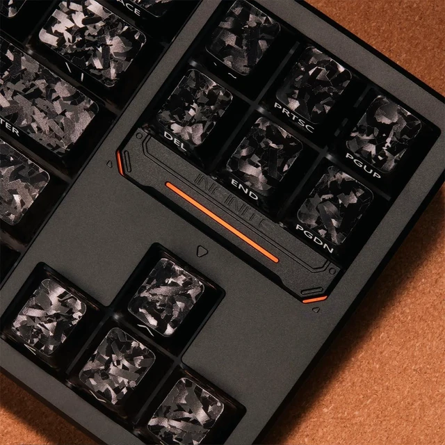 Alt view image 4 of 5 - 119 Keys Black Transaprent Forged Carbon Keycaps for Mx Switch Keyboard