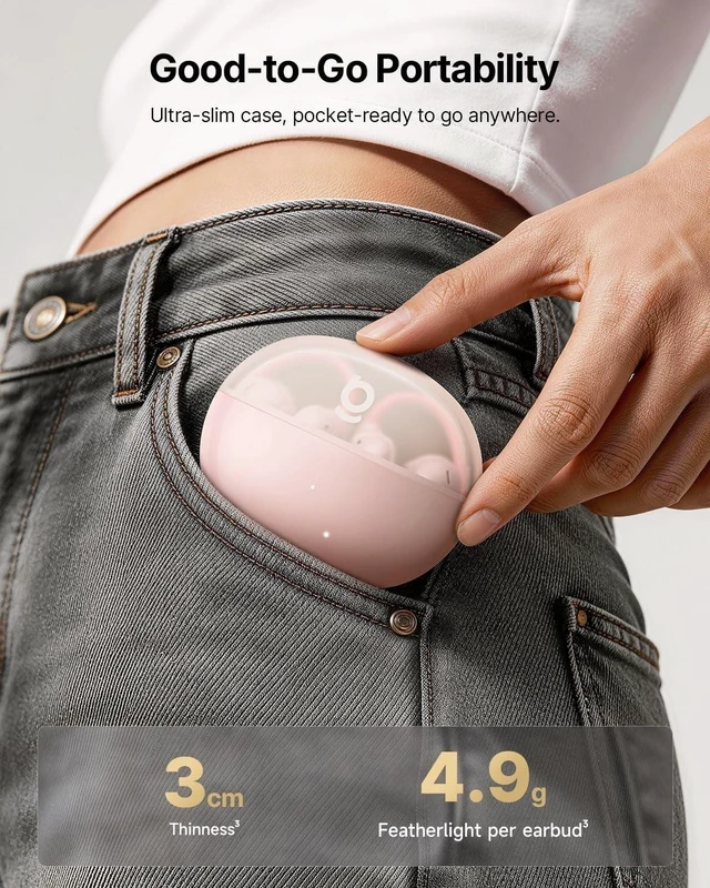 Alt view image 3 of 5 - Baseus Bowie MC2 Air Open Ear Clip-on Earbuds, CloudComfort Air Cushions for Workout Running, 11mm Drivers Super Bass 2.0, IP67 Waterproof, 40H Playtime, Flexible Secure Fit Earbuds