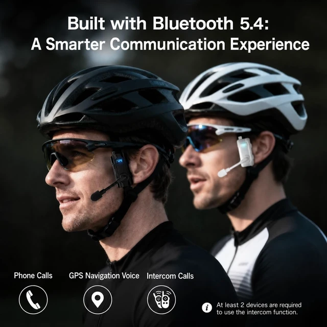 Alt view image 2 of 5 - J-TREK BH03 Bluetooth 5.4 Helmet Headphone, 8-Way Group Cycling Communication System with 1000m Range, Noise Cancelling Cycling Headset with Mic for Biking, Skiing, Climbing, Black Dual Pack