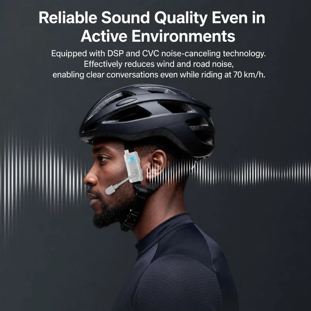 Alt view image 4 of 5 - J-TREK BH03 Bluetooth 5.4 Helmet Headphone, 8-Way Group Cycling Communication System with 1000m Range, Noise Cancelling Cycling Headset with Mic for Biking, Skiing, Climbing, Black Dual Pack