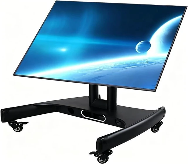 Main image of BIGalleons Mobile TV Mount Stand, Low Height Monitor Cart with Wheels for 32-65 inch Flat Curved Screen TV, LED LCD, Height Adjustable, 90DegreeAdjustable Viewing Angle, Black
