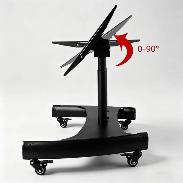 Alt view image 4 of 5 - BIGalleons Mobile TV Mount Stand, Low Height Monitor Cart with Wheels for 32-65 inch Flat Curved Screen TV, LED LCD, Height Adjustable, 90DegreeAdjustable Viewing Angle, Black
