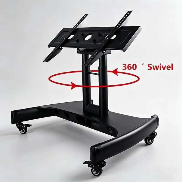 Alt view image 3 of 5 - BIGalleons Mobile TV Mount Stand, Low Height Monitor Cart with Wheels for 32-65 inch Flat Curved Screen TV, LED LCD, Height Adjustable, 90DegreeAdjustable Viewing Angle, Black