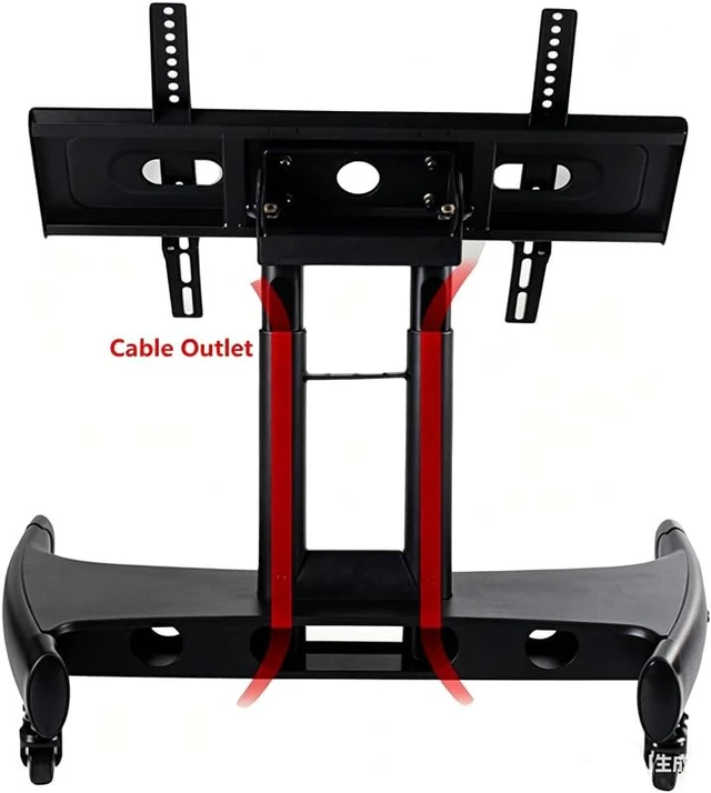 Alt view image 5 of 5 - BIGalleons Mobile TV Mount Stand, Low Height Monitor Cart with Wheels for 32-65 inch Flat Curved Screen TV, LED LCD, Height Adjustable, 90DegreeAdjustable Viewing Angle, Black