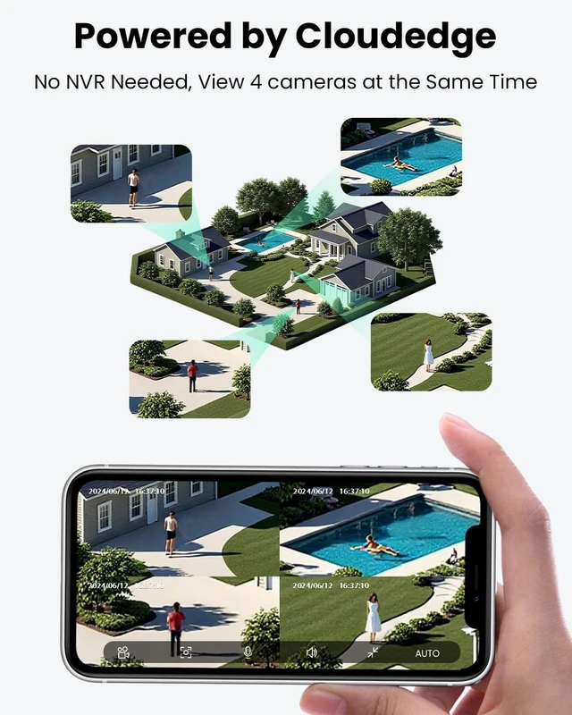 Alt view image 2 of 5 - VIZIUUY 3MP Solar Security Cameras Wireless Outdoor, WiFi6,PIR+AI Detection