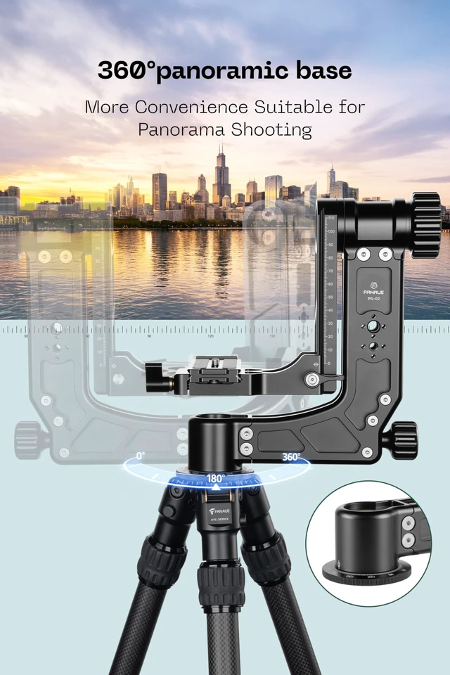 Alt view image 5 of 5 - FANAUE Gimbal Head for Tripod Heavy Duty Aluminum Alloy 360 Degree Panoramic Gimbal Tripod Head with 1/4'' Standard Quick Release Plate, Max Load 44lb/20kg
