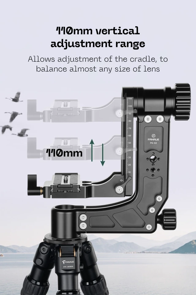 Alt view image 4 of 5 - FANAUE Gimbal Head for Tripod Heavy Duty Aluminum Alloy 360 Degree Panoramic Gimbal Tripod Head with 1/4'' Standard Quick Release Plate, Max Load 44lb/20kg