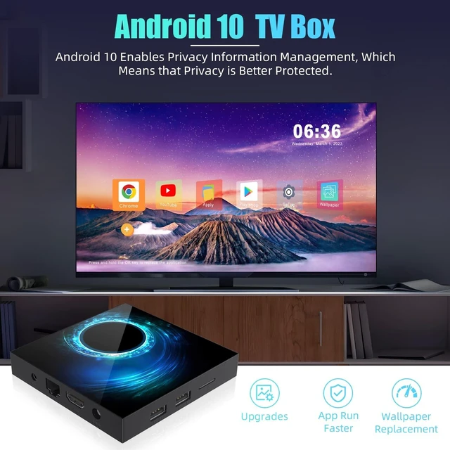 Alt view image 3 of 5 - T95H616 Android 10 TV Box, 2GB 16GB Quad Core Dual WiFi 6K UHD