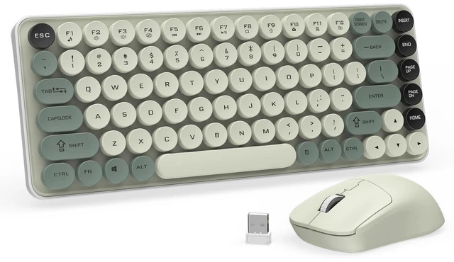 Main image of Wireless Keyboard and Mouse Combo, Colorful 85 Keys Round Keyboard Mouse Set, with Fn Multimedia Keys for Office and Home, 3-Level DPI Adjustable Quiet Mouse for Windows, Mac,Desktop, Laptop, P