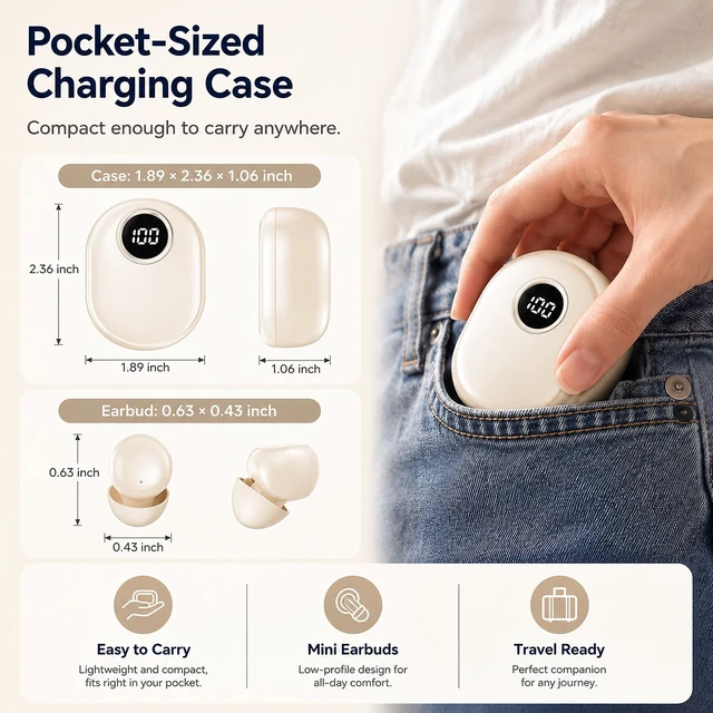 Alt view image 3 of 5 - Invisible Sleep Earbuds for Side Sleepers, Mini Bluetooth Headphones, Skin