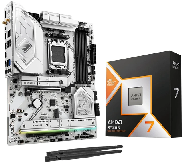 Main image of MICRO CENTER AMD 9800X3D CPU with ASRock B850 Steel Legend Motherboard