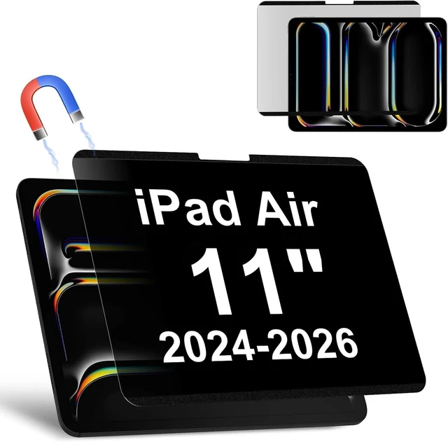 Main image of Magnetic Privacy Screen Protector Compatible with iPad Air 11 Inch (2024-2026, M2/M3/M4), Removable Anti Blue Light Glare Spy Filter, High Sensitive Bubble-Free Black Security Private Shield