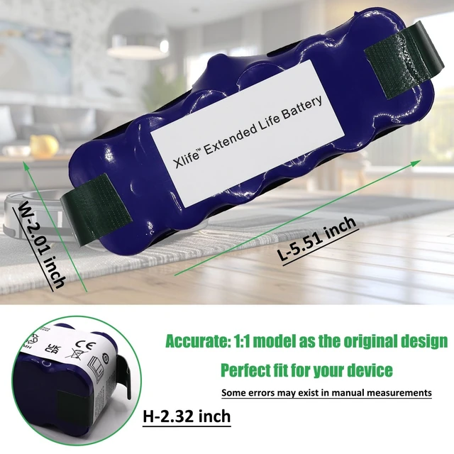 Alt view image 5 of 5 - RHKRKQN XLife Replacement Battery for iRobot Roomba 14.4V 3000mAh