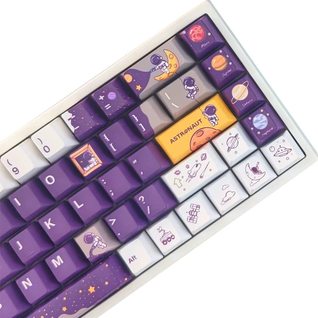 Main image of daixiahu Keycaps Purple Astronaut Theme Cherry Height 142 Keys PBT Material Opaque