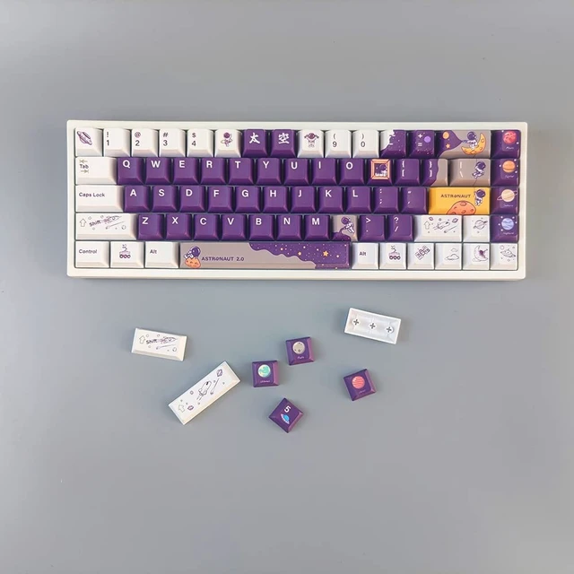 Alt view image 4 of 5 - daixiahu Keycaps Purple Astronaut Theme Cherry Height 142 Keys PBT Material Opaque