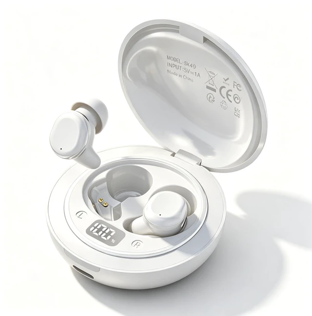 Main image of Wireless Sleep Earbuds, Mini Bluetooth Earbuds for Small Ears and Side Sleepers, Soft Ear Wing Low Profile In Ear Headphones, Lightweight Comfortable Earbuds for Sleeping Travel Work (White)