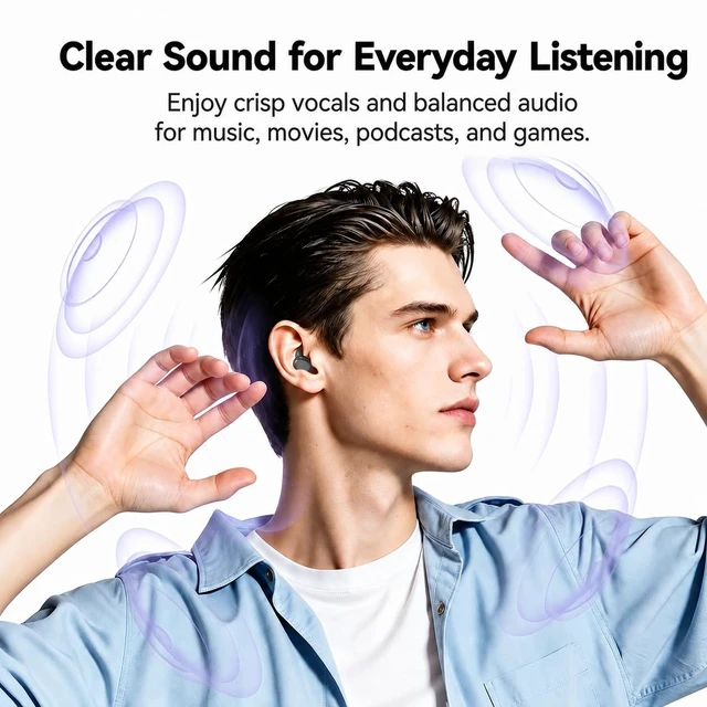 Alt view image 4 of 5 - Wireless Sleep Earbuds, Mini Bluetooth Earbuds for Small Ears and Side Sleepers, Soft Ear Wing Low Profile In Ear Headphones, Lightweight Comfortable Earbuds for Sleeping Travel Work (White)