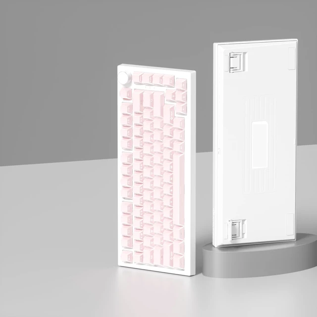 Alt view image 5 of 5 - Ussixchare Pink PBT Shine Through Keycaps, Side Printed Translucent Keycaps, Double Shot Cherry Profile for MX Switches Mechanical Keyboard