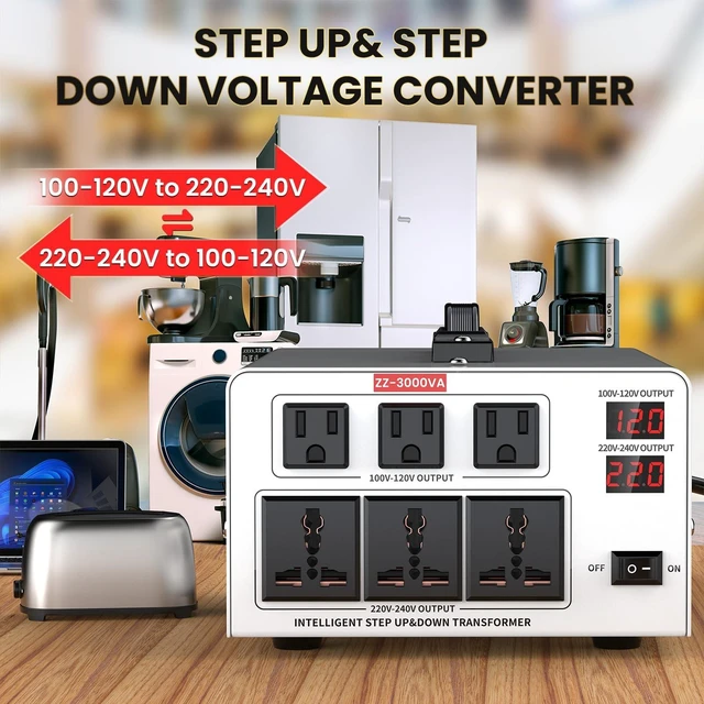 Alt view image 2 of 5 - 3000VA Step Up/Down Voltage Transformer Converter 110/120V to 220/240V