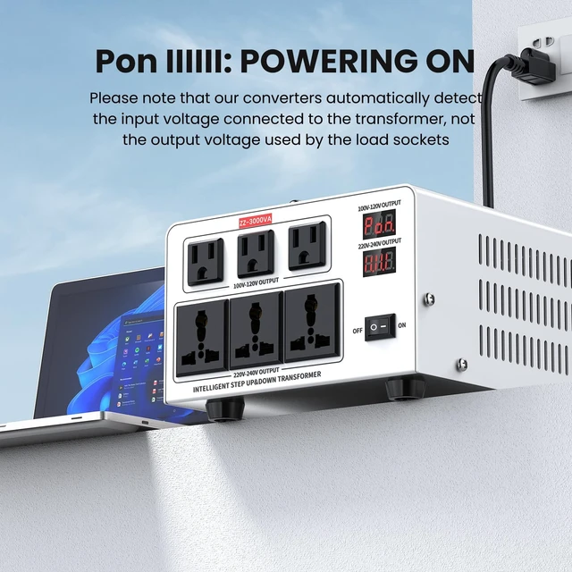 Alt view image 5 of 5 - 3000VA Step Up/Down Voltage Transformer Converter 110/120V to 220/240V