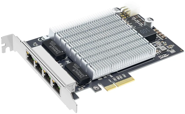 Main image of Buacoz Quad Port Network Card with Intel I226 Chip PCI Express 2.5G Gigabit Ethernet NIC Card POE-Powered Server LAN RJ45 Support Windows 10/11