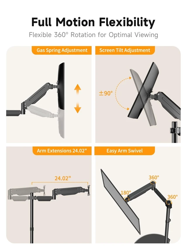 Alt view image 4 of 5 - suptek Mobile Desk Workstation with Monitor Mount for up to 32" Screen