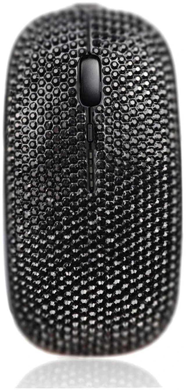 Main image of blingbybri Luxury Bling Dazzling Rechargeable 2.4G Wireless Mouse Covered with Crystal Diamond Rhinestone - Black