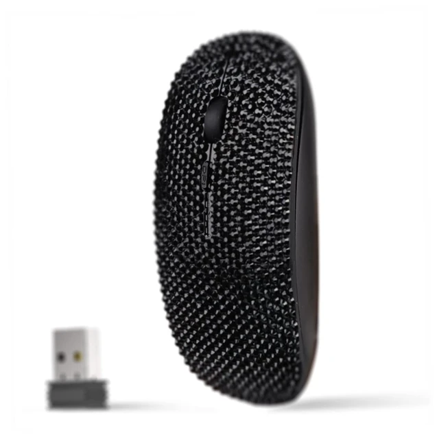 Alt view image 2 of 5 - blingbybri Luxury Bling Dazzling Rechargeable 2.4G Wireless Mouse Covered with Crystal Diamond Rhinestone - Black