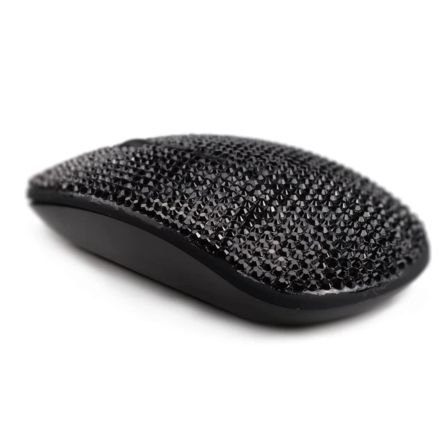 Alt view image 4 of 5 - blingbybri Luxury Bling Dazzling Rechargeable 2.4G Wireless Mouse Covered with Crystal Diamond Rhinestone - Black