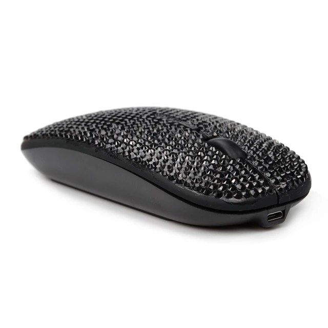 Alt view image 5 of 5 - blingbybri Luxury Bling Dazzling Rechargeable 2.4G Wireless Mouse Covered with Crystal Diamond Rhinestone - Black