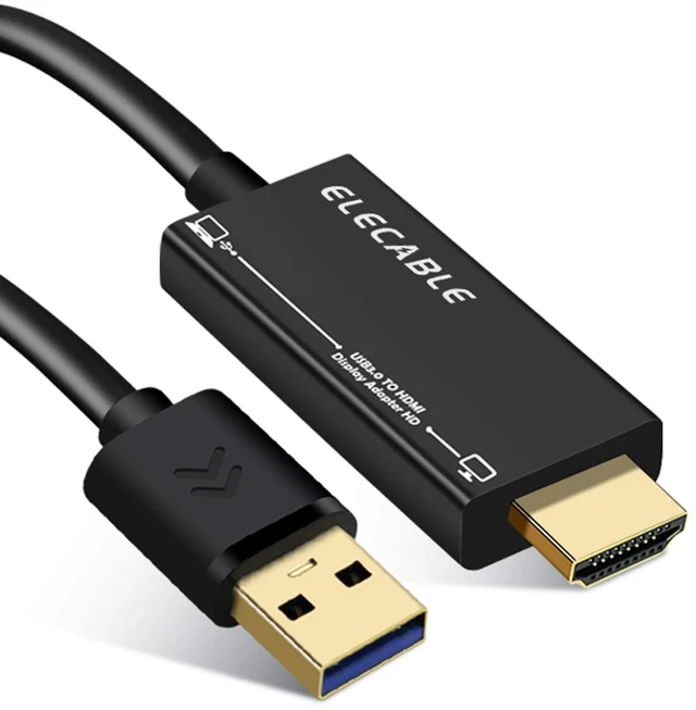 Main image of ELECABLE USB to HDMI Adapter Cable 6FT for Mac OS Windows 11/10/8/7/, USB 3.0 to HDMI Male HD 1080P Monitor Display Audio Video Converter Cord. (6FT)