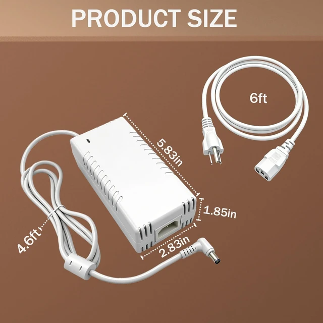 Alt view image 4 of 5 - 54V 3.9A Power Adapter for Ubiquiti UniFi XG 6 PoE - Compatible with US-XG-6POE, USW-Ultra-210W, 6/8-Port Switches - Replacement White 210W Power Supply (Model: UACC-Adapter-AC-210W)