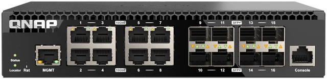 Main image of QNAP QSW-M3216R-8S8T-US 16-Port Half-Width Rackmount 10GbE Switch