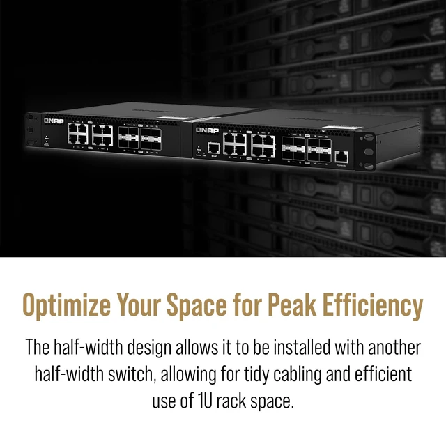 Alt view image 4 of 5 - QNAP QSW-M3216R-8S8T-US 16-Port Half-Width Rackmount 10GbE Switch