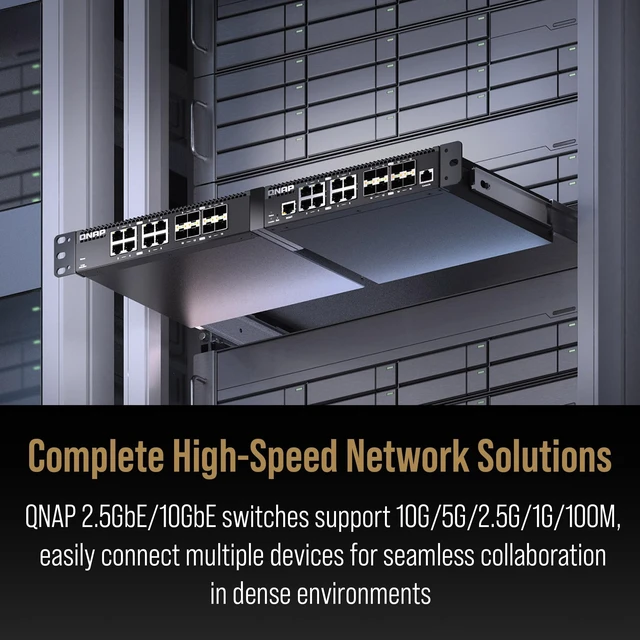Alt view image 5 of 5 - QNAP QSW-M3216R-8S8T-US 16-Port Half-Width Rackmount 10GbE Switch