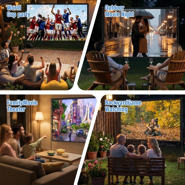 Alt view image 4 of 5 - ACSTAB Outdoor Projector Screen with Stand - 120 Inch Portable Projector Screen Outdoor Indoor Projection Screens 16:9 4K HD Movie Screens with Carry Bag Can Enjoy Home Theater Projection Screens