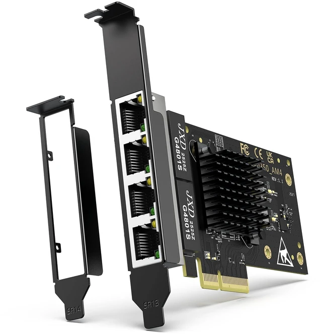Main image of 4 Port Gigabit PCIe RJ45 Network Card with Intel I350-T4 Controller