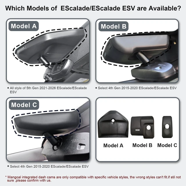 Alt view image 2 of 5 - mangoal STARVIS 2 Front 4K HDR Dash Cam IMX678, Custom Fit for Cadillac Gen5 Escalade/Escalade ESV 2021-2026(Model A), 5GHz WiFi, GPS, 64GB Card