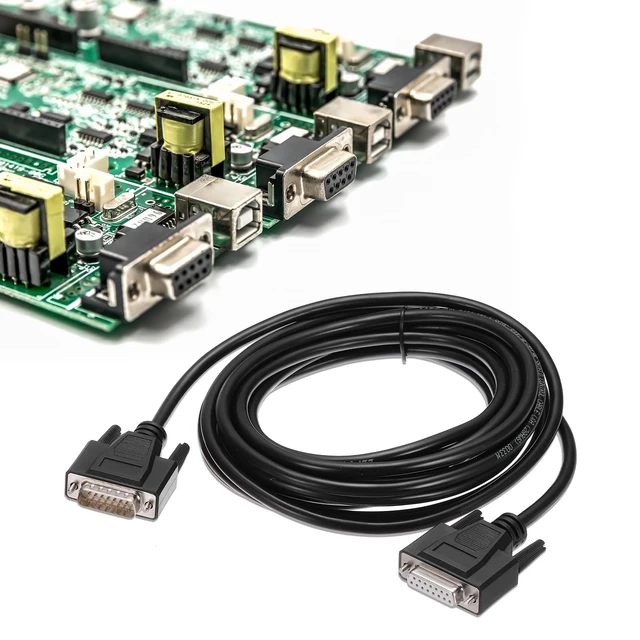 Alt view image 4 of 5 - MECCANIXITY DB15 Serial Cable, 28AWG Aluminium Foil Shielded DB15 Male to Female Straight Through Serial Cable for Data Communication, 16.4 ft