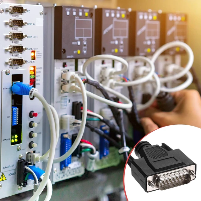Alt view image 5 of 5 - MECCANIXITY DB15 Serial Cable, 28AWG Aluminium Foil Shielded DB15 Male to Female Straight Through Serial Cable for Data Communication, 16.4 ft