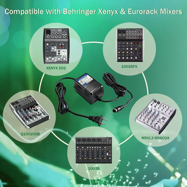 Alt view image 2 of 5 - 18.5V Mini 3 Pin Power Adapter for Behringer XENYX Mixers (502, 802, 1002) - Compatible with UB502, UB802, Q502USB, Q802USB, UB1002, Q1002USB - Replacement Power Supply (FX-18B-MP3)