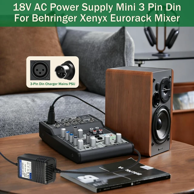 Alt view image 3 of 5 - 18.5V Mini 3 Pin Power Adapter for Behringer XENYX Mixers (502, 802, 1002) - Compatible with UB502, UB802, Q502USB, Q802USB, UB1002, Q1002USB - Replacement Power Supply (FX-18B-MP3)