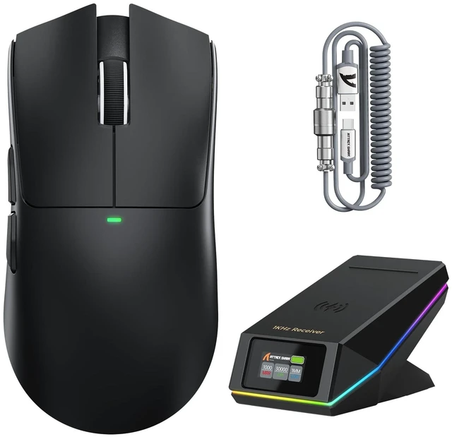 Main image of ATTACK SHARK X11PRO V2 Wireless Gaming Mouse with RGB Charging Dock, Black