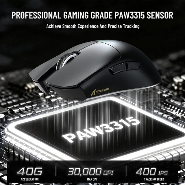 Alt view image 3 of 5 - ATTACK SHARK X11PRO V2 Wireless Gaming Mouse with RGB Charging Dock, Black