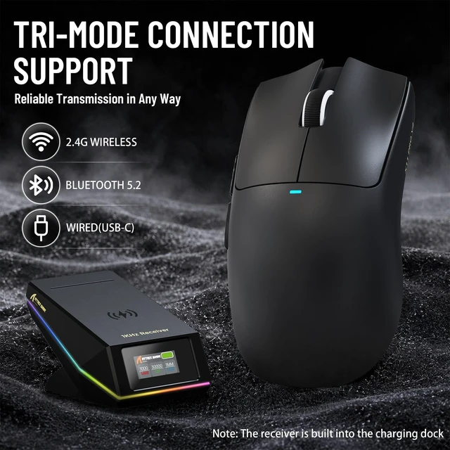 Alt view image 5 of 5 - ATTACK SHARK X11PRO V2 Wireless Gaming Mouse with RGB Charging Dock, Black