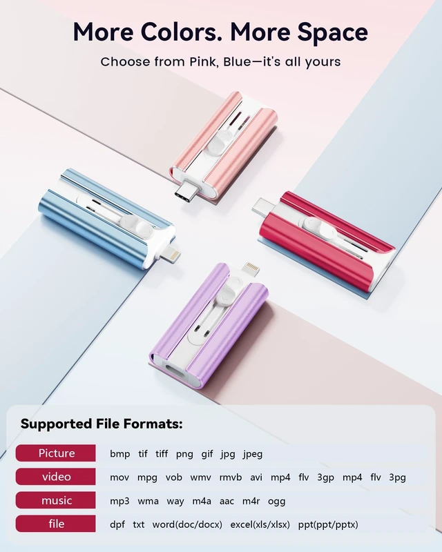 Alt view image 5 of 5 - MFi Certified 256GB Flash Drive for iPhone Thumb Drive USB Memory Stick