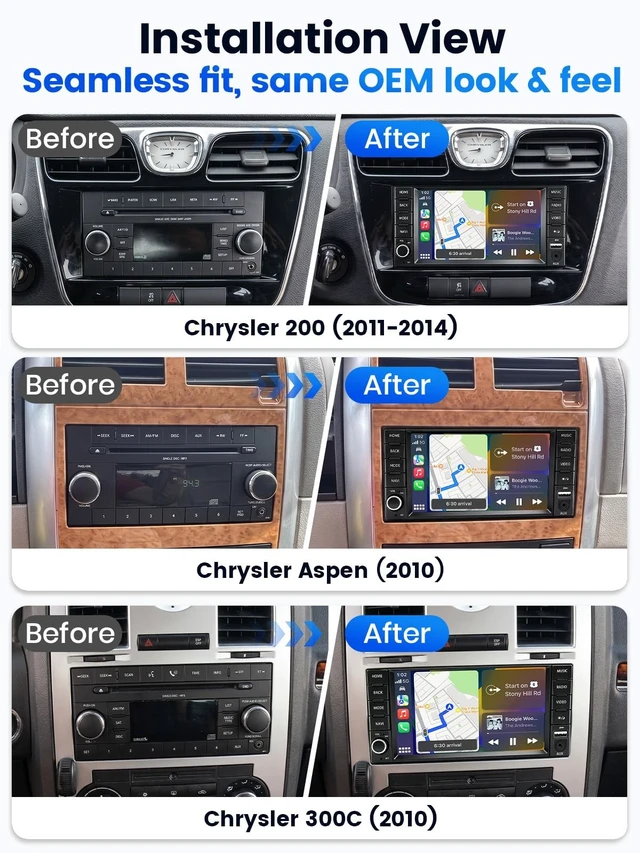 Alt view image 3 of 5 - Alltotive 7" Car Stereo for Chrysler Aspen 300C (2010) 200 (2011-2014)